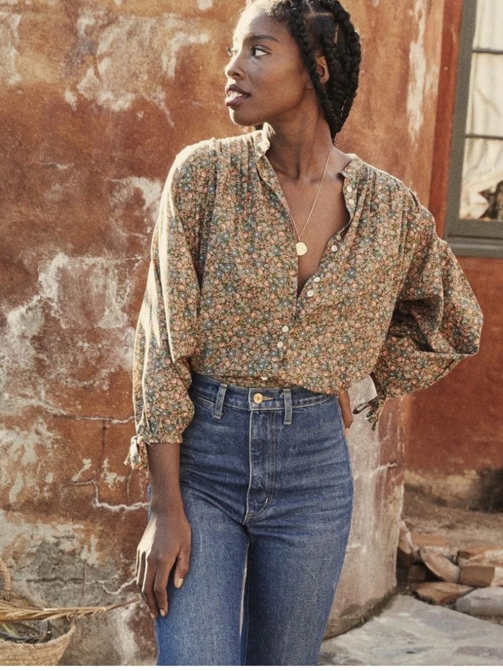 Doen O’Keefe Top in Yellow Floral Canyon Rose